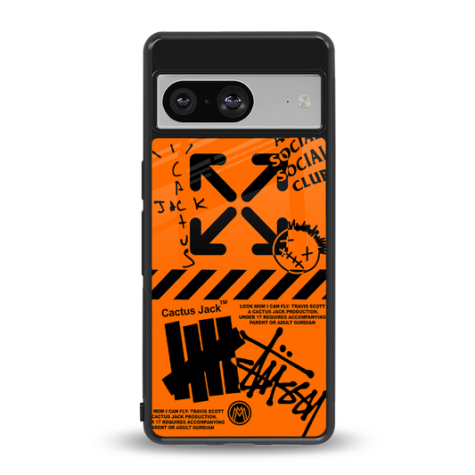 orange travis scott x anti social social club back phone cover | glass case for Google Pixel 8