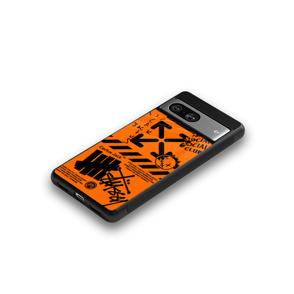 orange travis scott x anti social social club back phone cover | glass case for Google Pixel 8