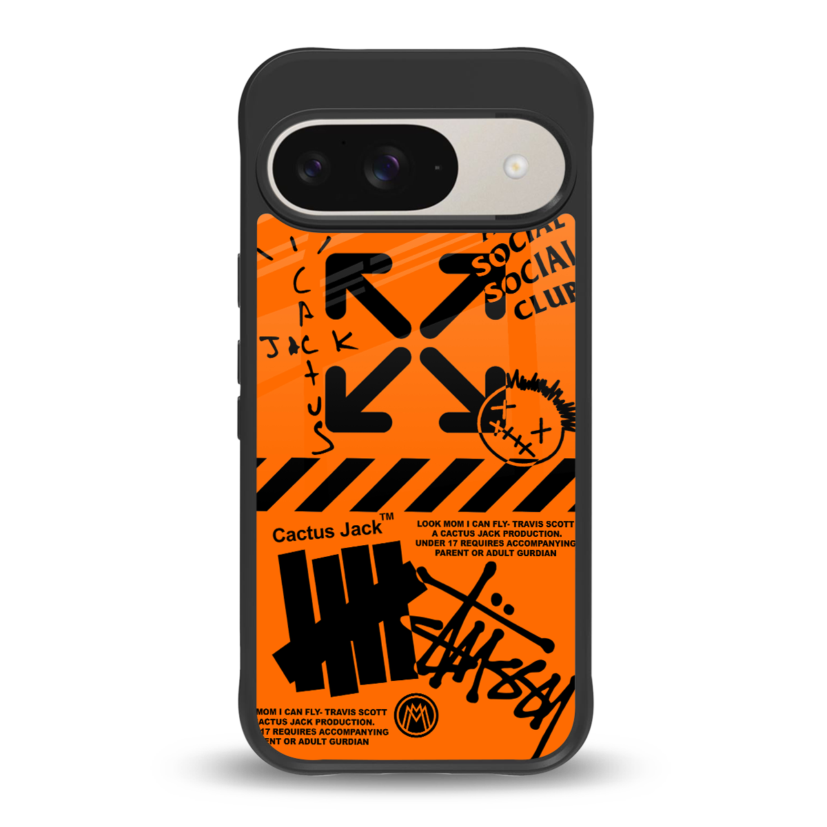 orange travis scott x anti social social club back phone cover | glass case for google pixel 9