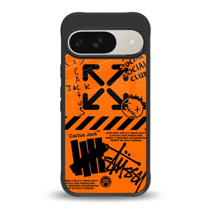 orange travis scott x anti social social club back phone cover | glass case for google pixel 9
