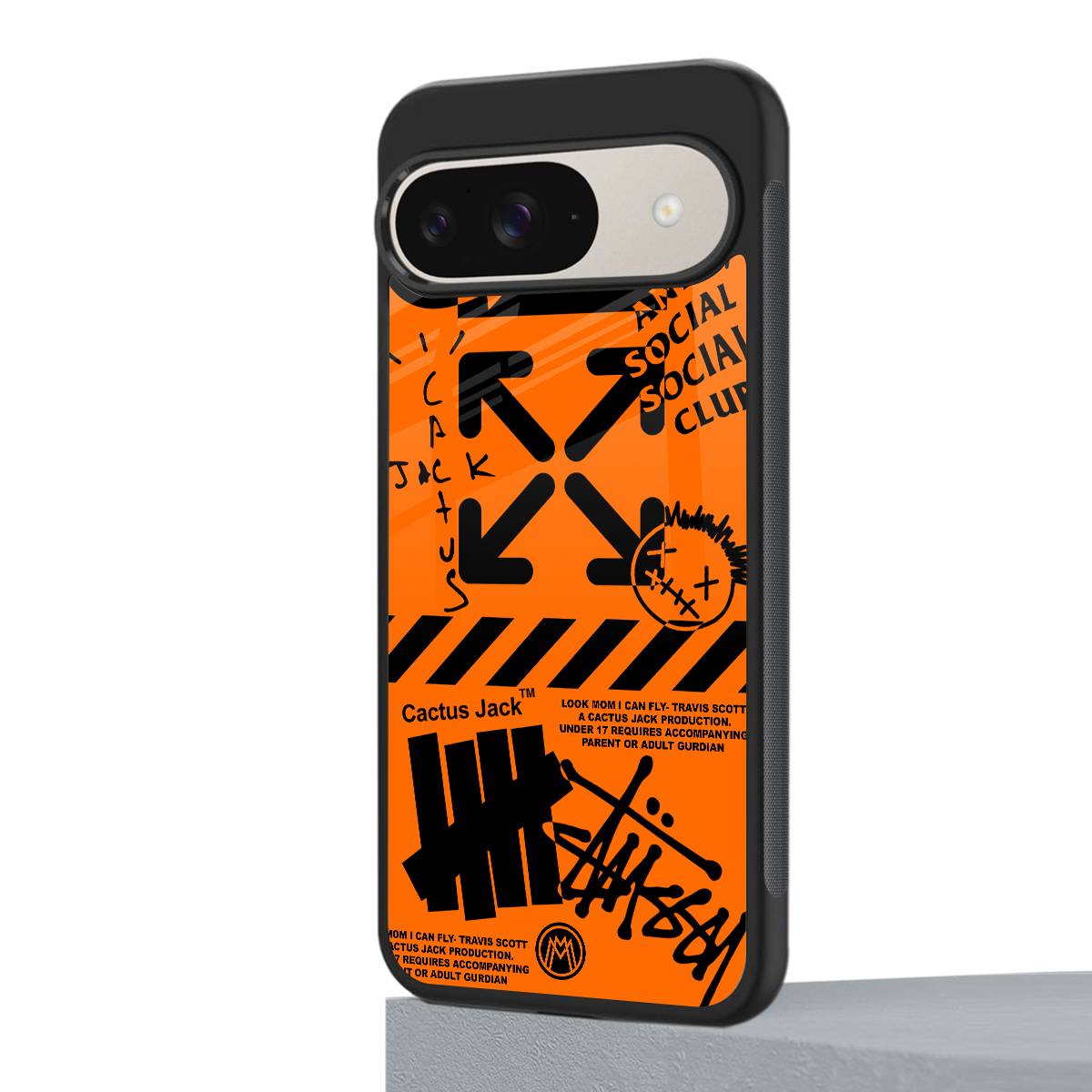 orange travis scott x anti social social club back phone cover | glass case for google pixel 9