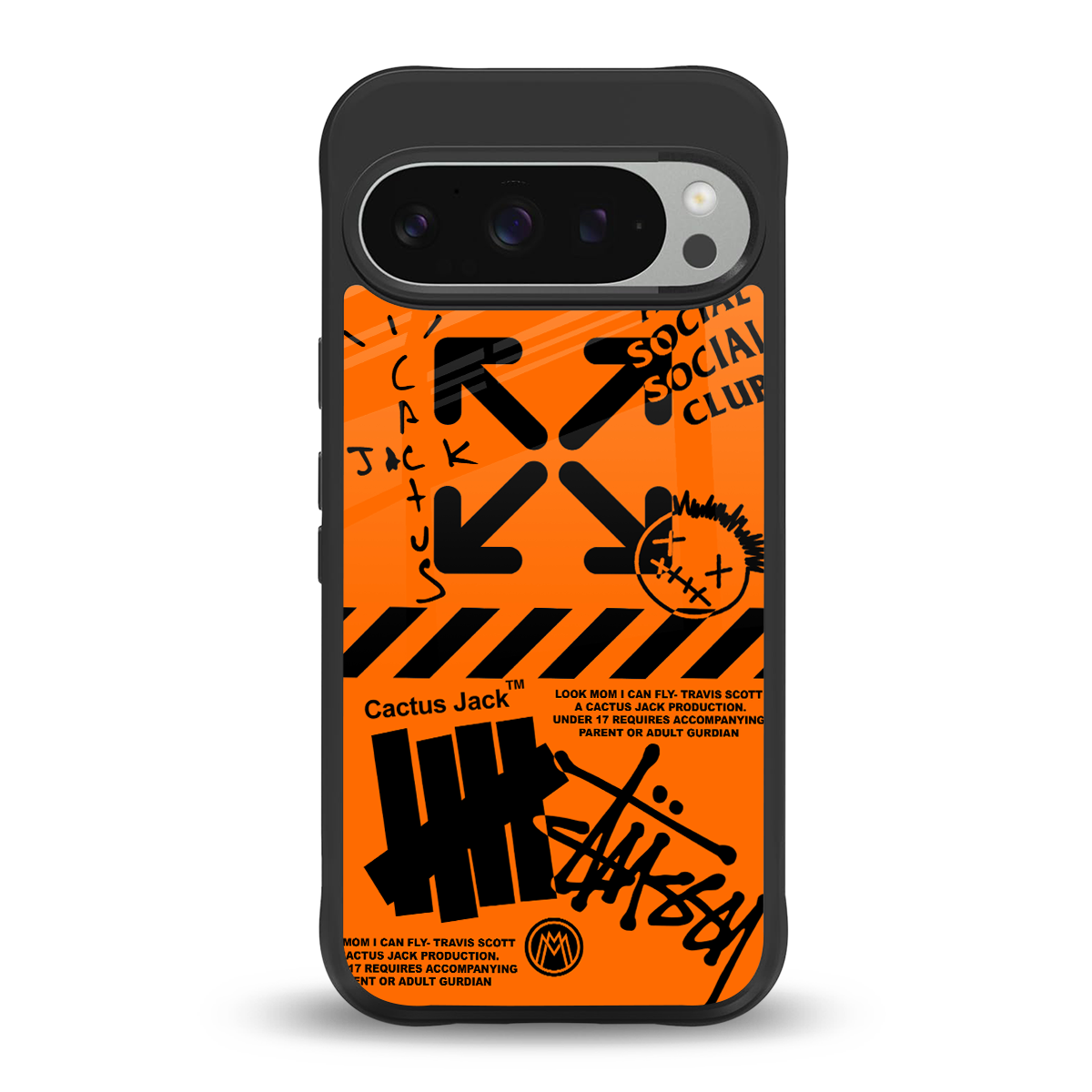 orange travis scott x anti social social club back phone cover | glass case for google pixel 9 pro xl