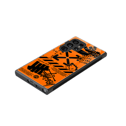 orange travis scott x anti social social club back phone cover | glass case for samsung galaxy s24 ultra