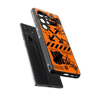 orange travis scott x anti social social club back phone cover | glass case for samsung galaxy s25 ultra