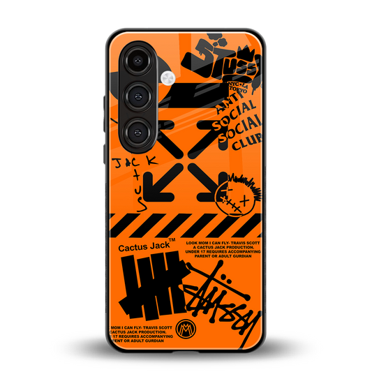 orange travis scott x anti social social club back phone cover | glass case for samsung galaxy s25
