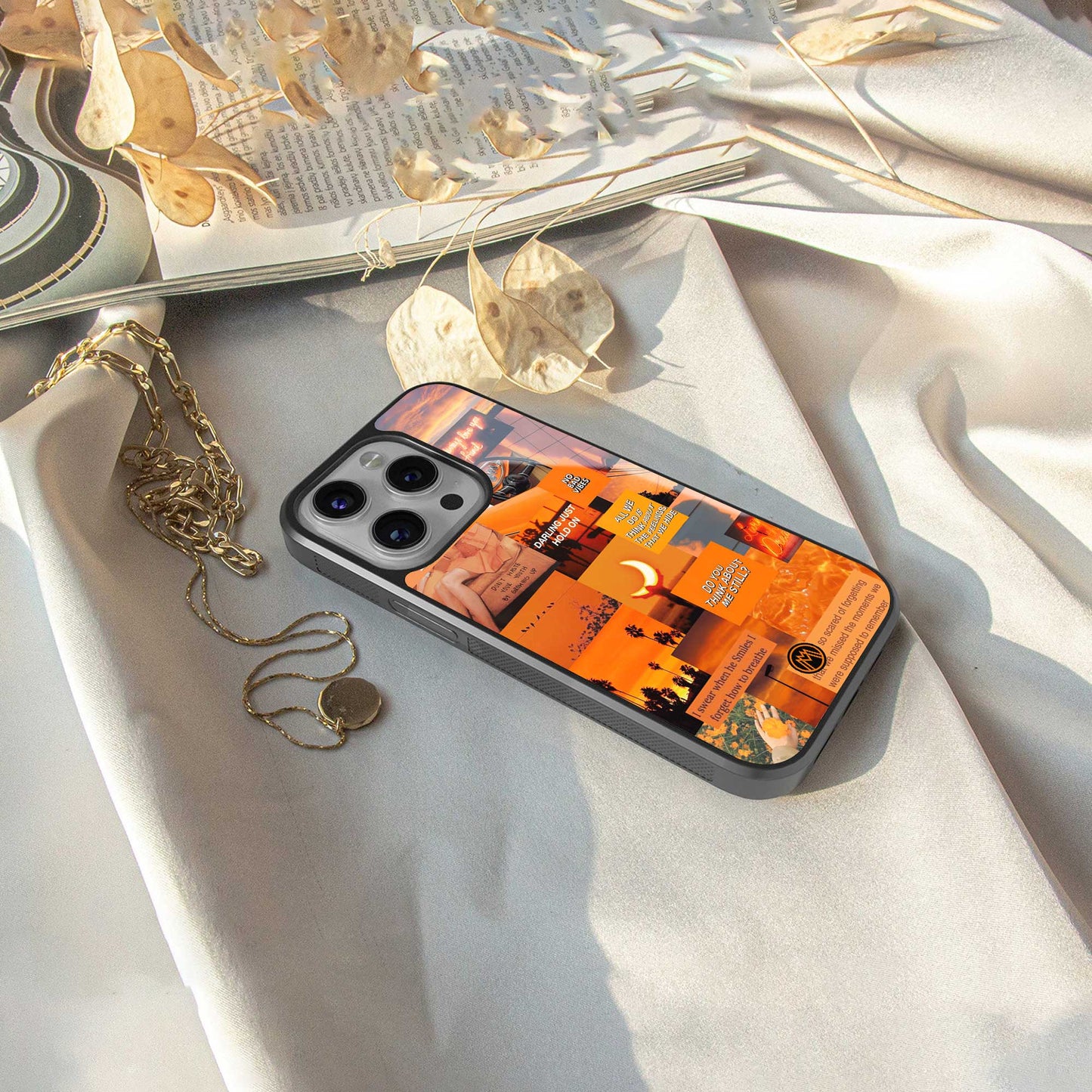 orange aesthetic back phone cover | glass case for samsung galaxy s24 ultra