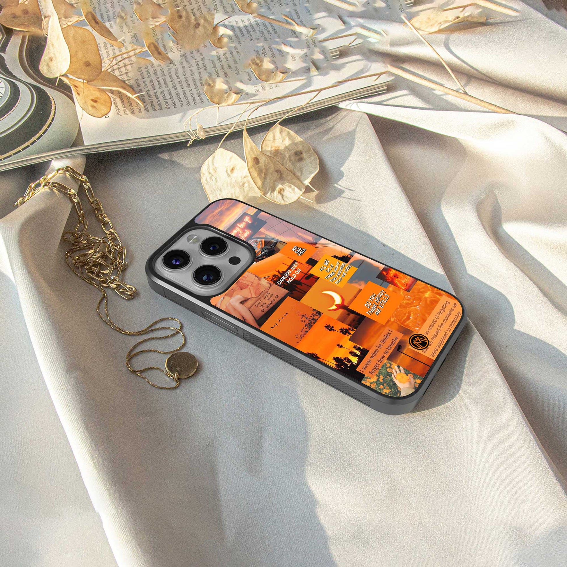 orange aesthetic back phone cover | glass case for samsung galaxy s24 ultra