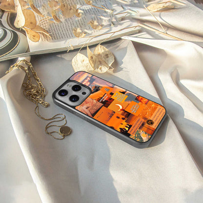 orange aesthetic back phone cover | glass case for samsung galaxy s24 ultra