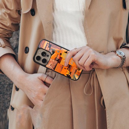 orange aesthetic back phone cover | glass case for iphone 16 pro max