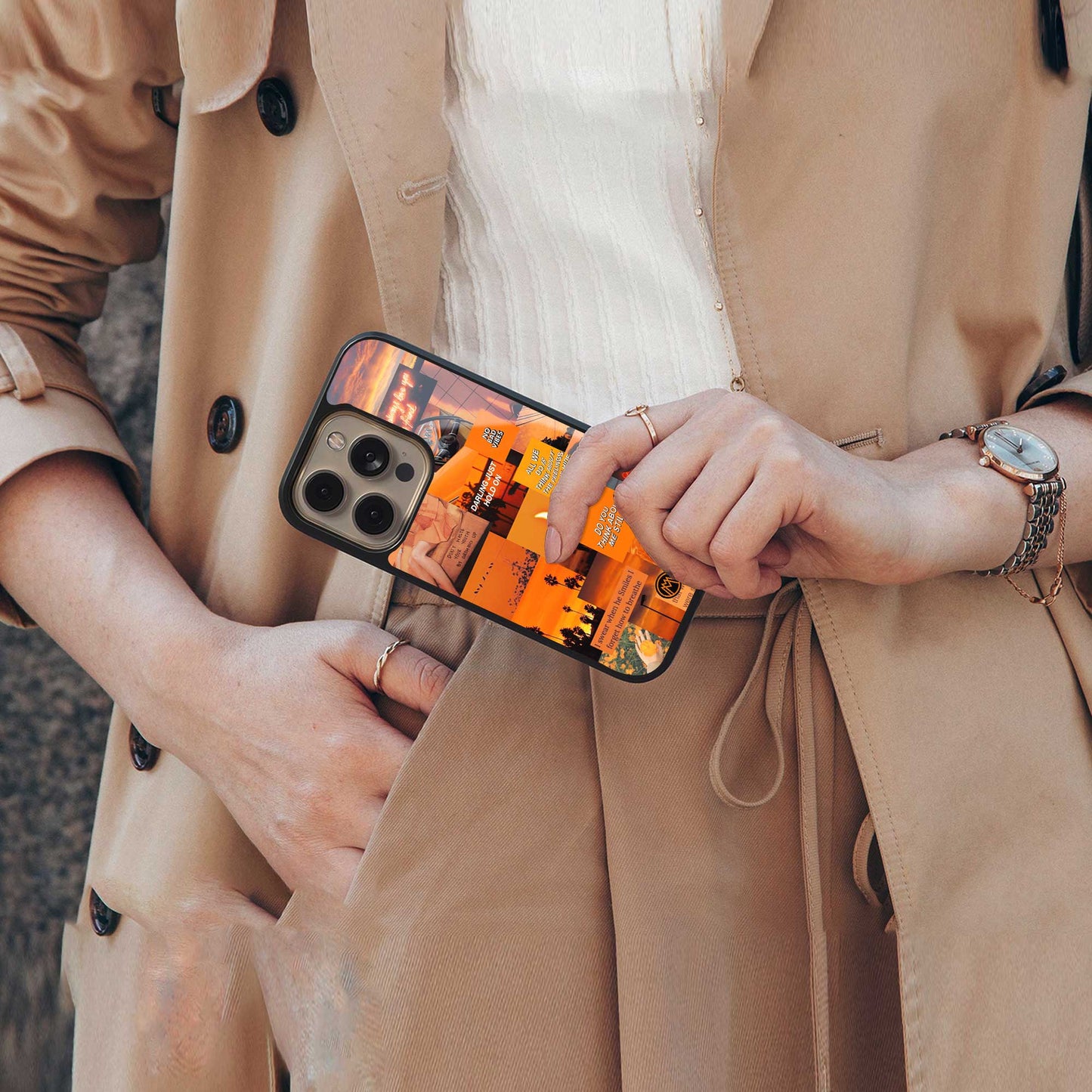 orange aesthetic back phone cover | glass case for samsung galaxy s24 ultra