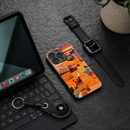 orange aesthetic back phone cover | glass case for samsung galaxy s24 ultra