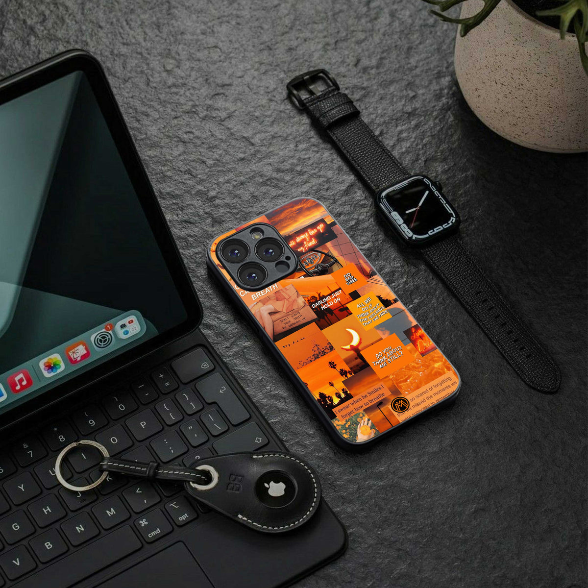 orange aesthetic back phone cover | glass case for samsung galaxy s23 plus