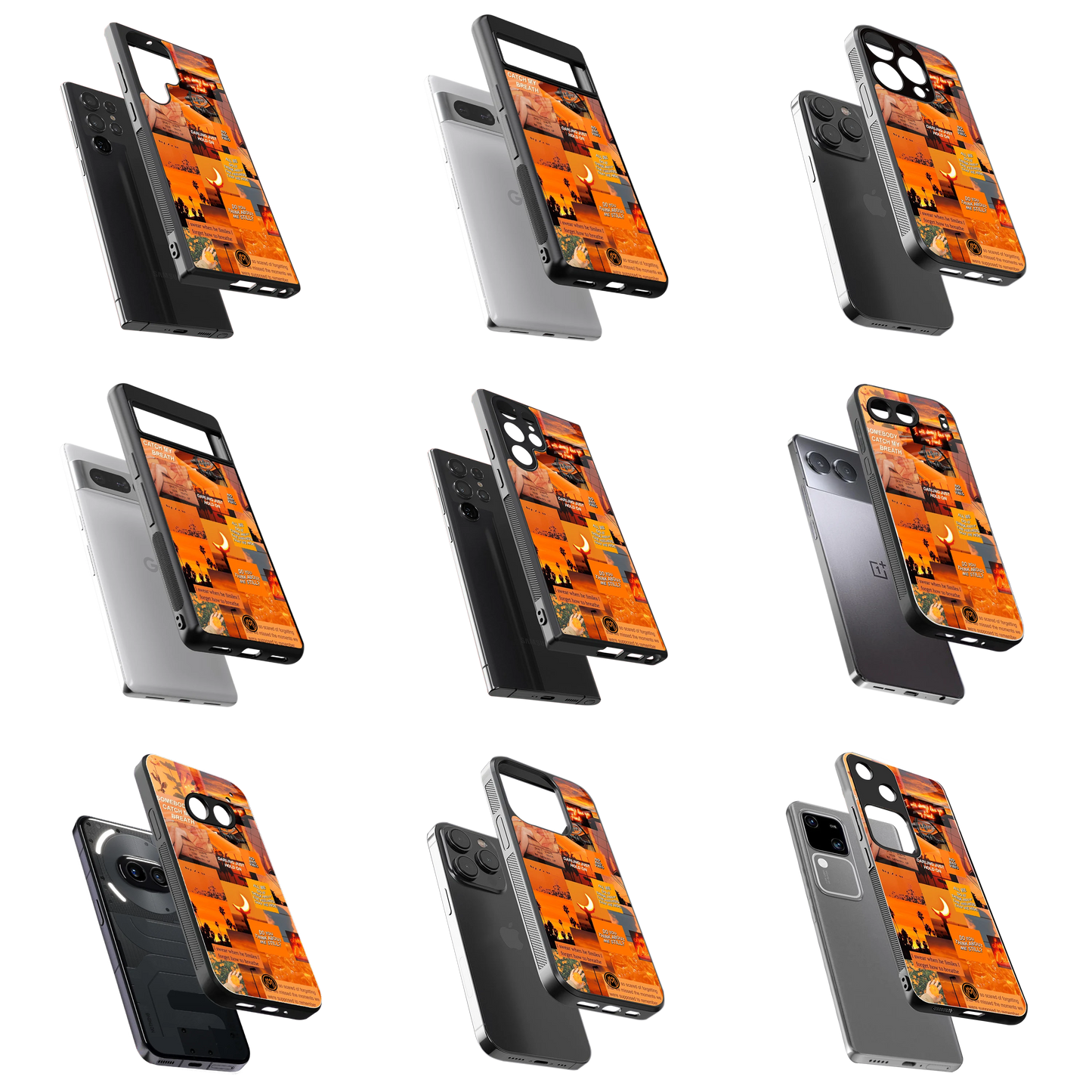 Durable Glass Back Mobile Case for iPhone, Samsung, OnePlus, Google Pixel, Redmi, Vivo, Oppo