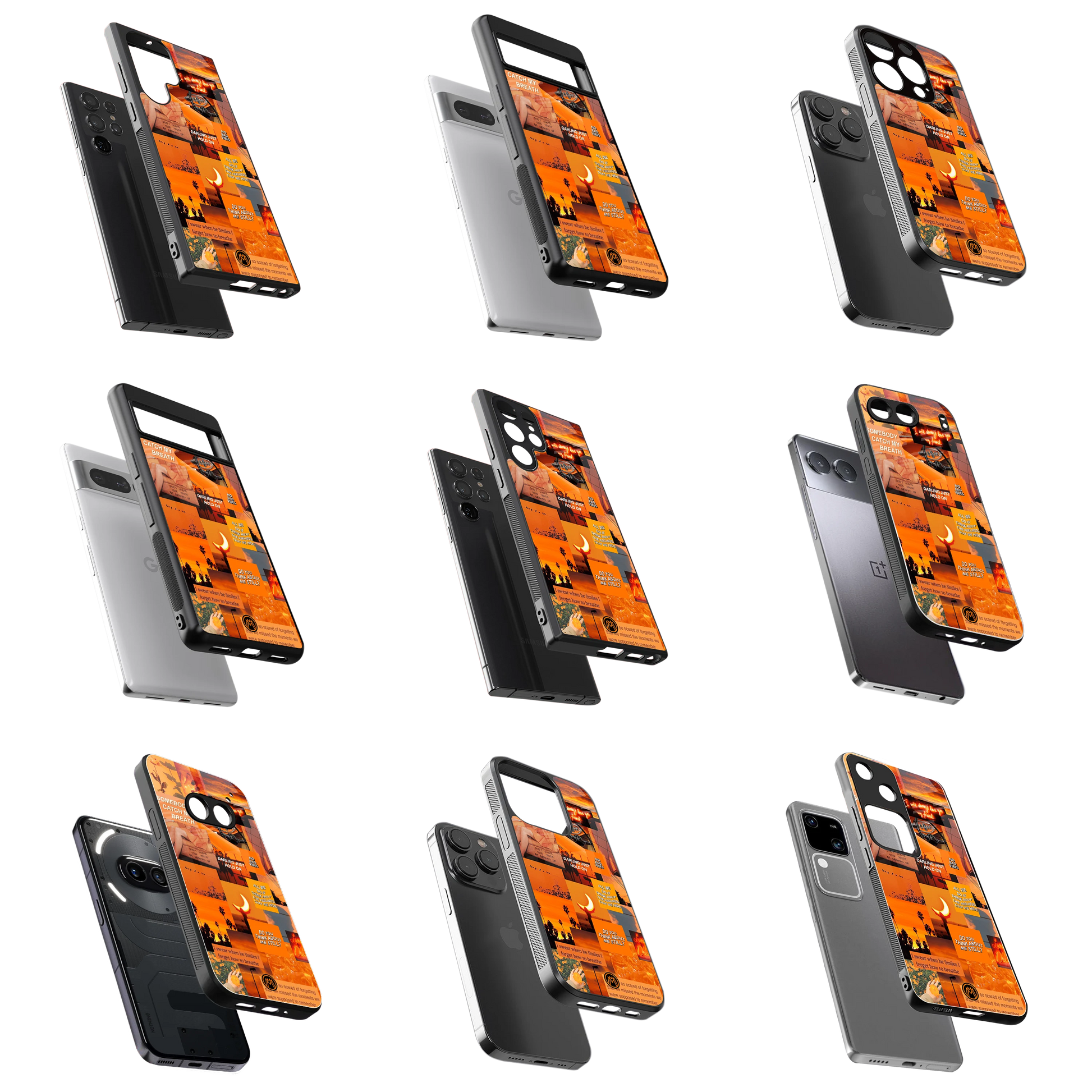 Durable Glass Back Mobile Case for iPhone, Samsung, OnePlus, Google Pixel, Redmi, Vivo, Oppo