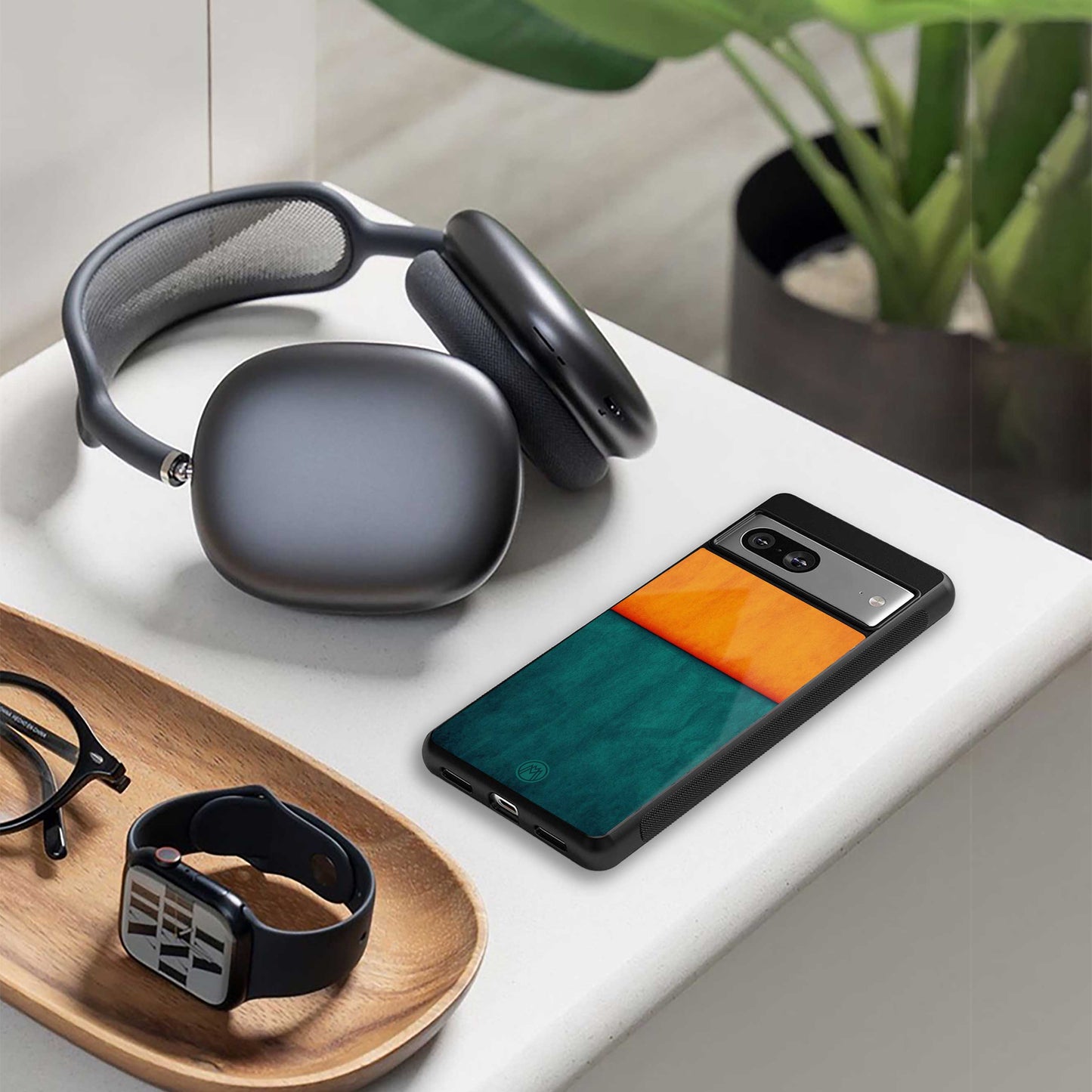 orange green back phone cover | glass case for Google Pixel 6A