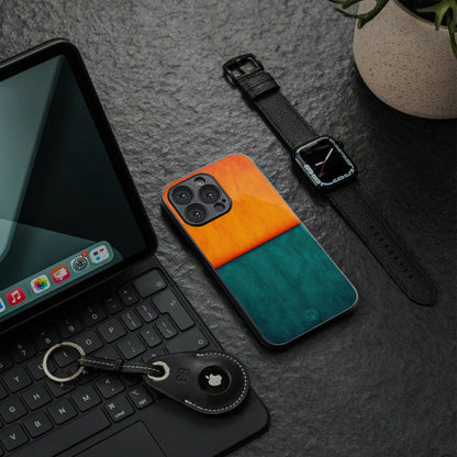 orange green back phone cover | glass case for iphone 16 pro max
