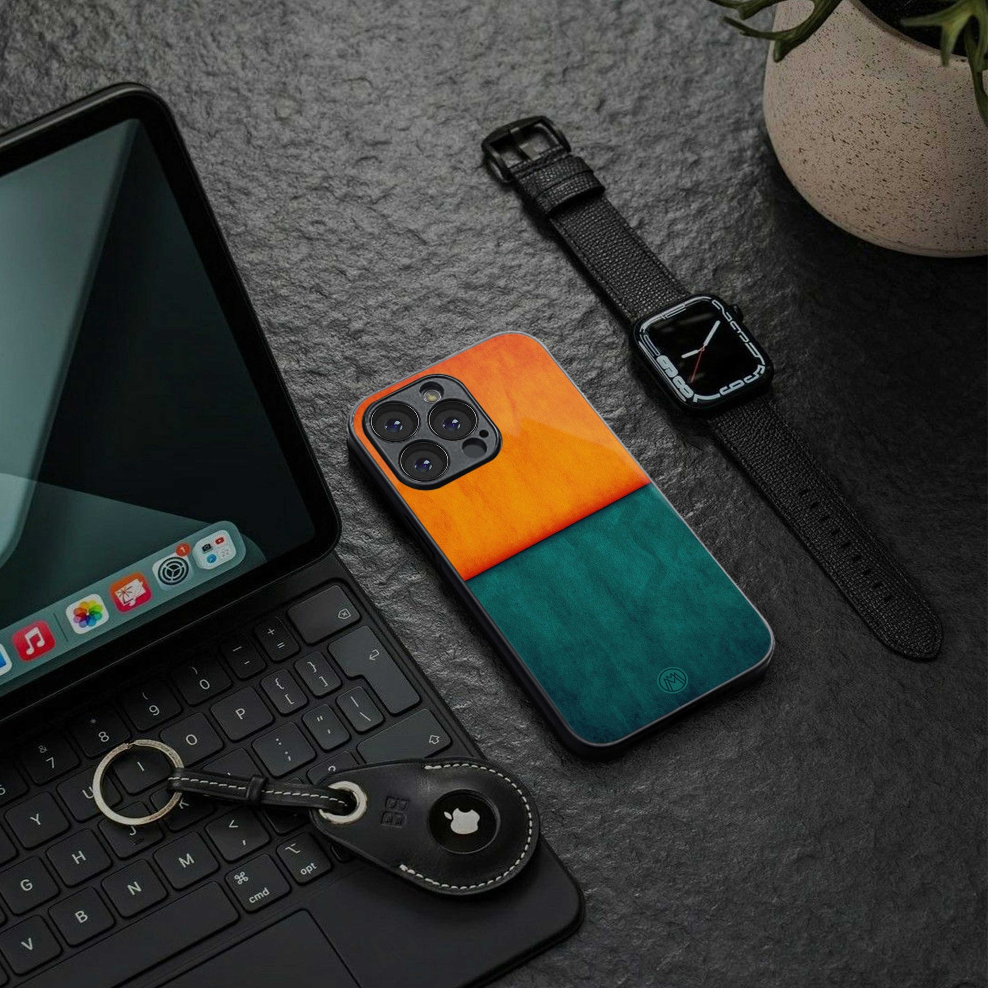 orange green back phone cover | glass case for samsung galaxy s24 ultra