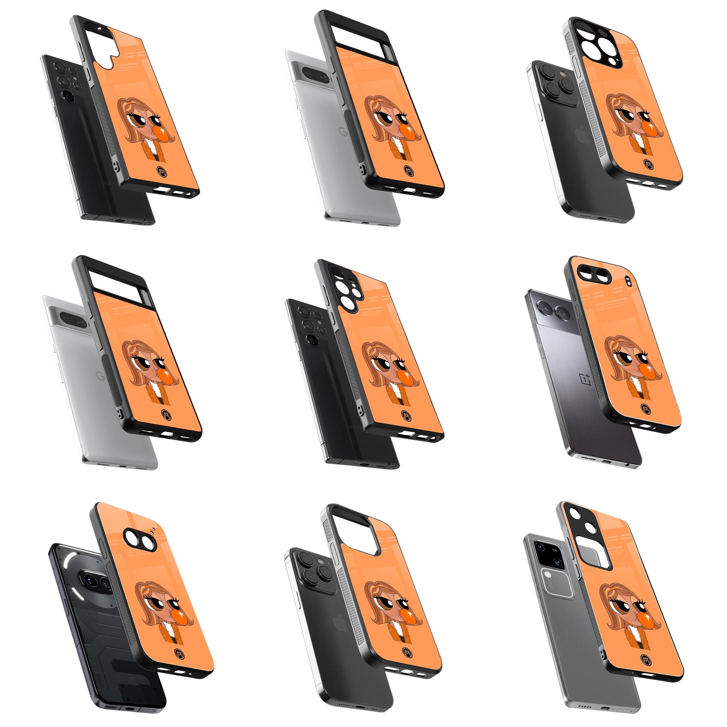 Durable Glass Back Mobile Case for iPhone, Samsung, OnePlus, Google Pixel, Redmi, Vivo, Oppo