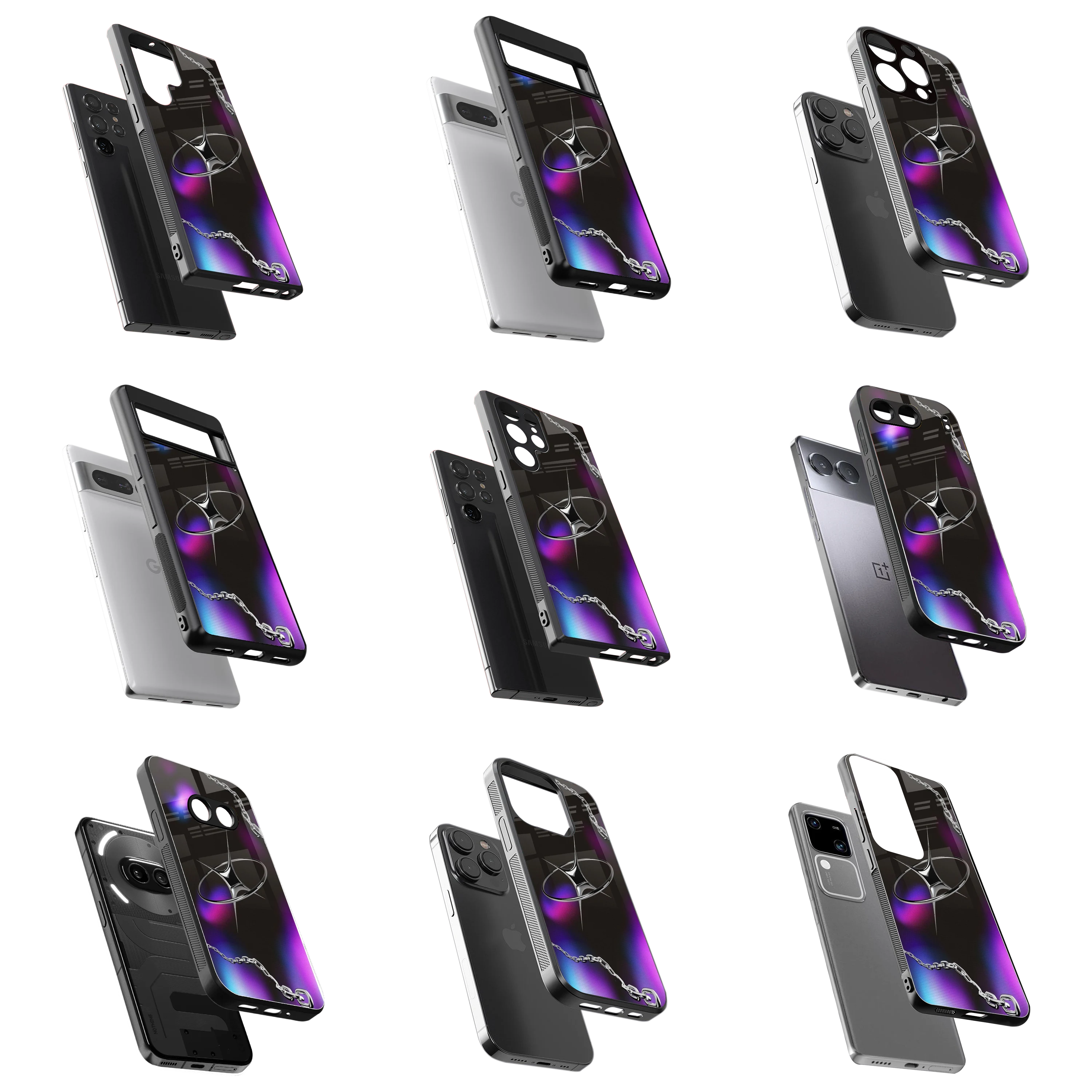 Durable Glass Back Mobile Case for iPhone, Samsung, OnePlus, Google Pixel, Redmi, Vivo, Oppo