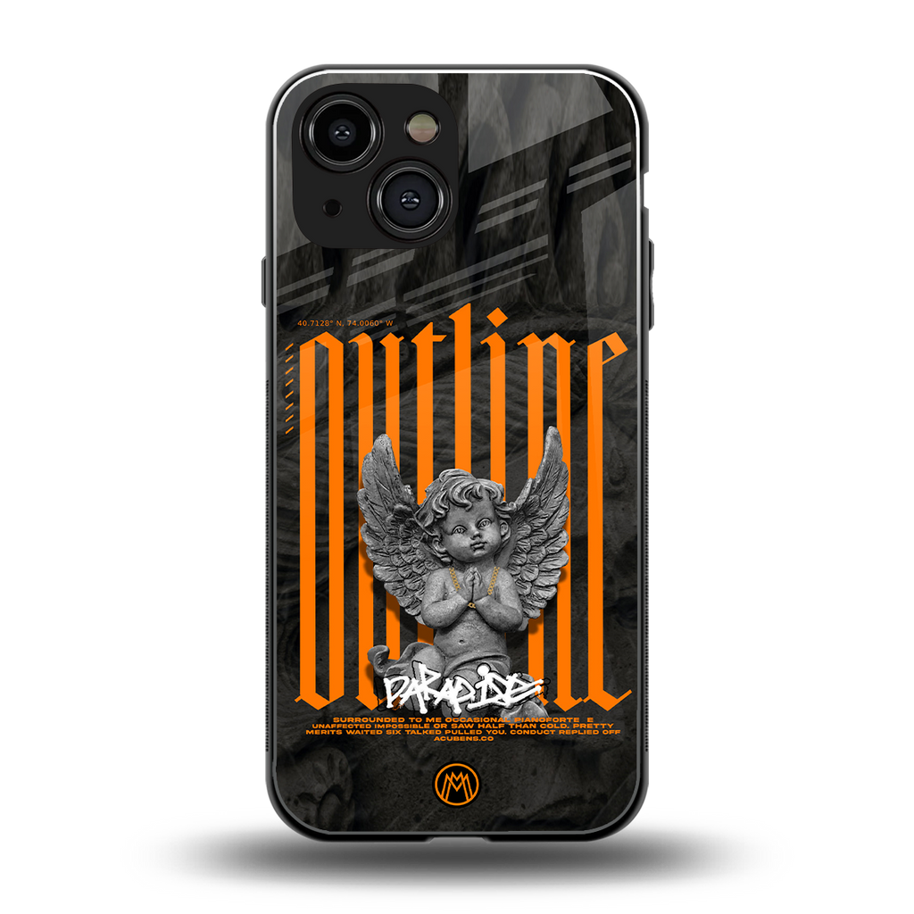 outline back phone cover | glass case for iphone 13 mini