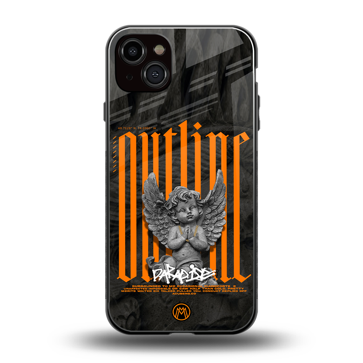 outline back phone cover | glass case for iphone 15 plus