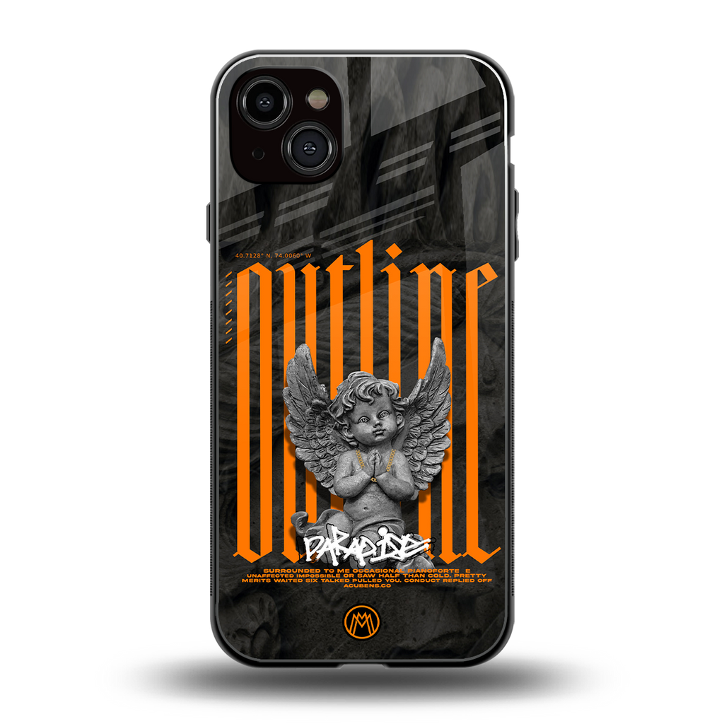 outline back phone cover | glass case for iphone 14 plus