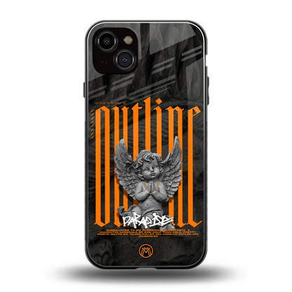 outline back phone cover | glass case for iphone 14 plus