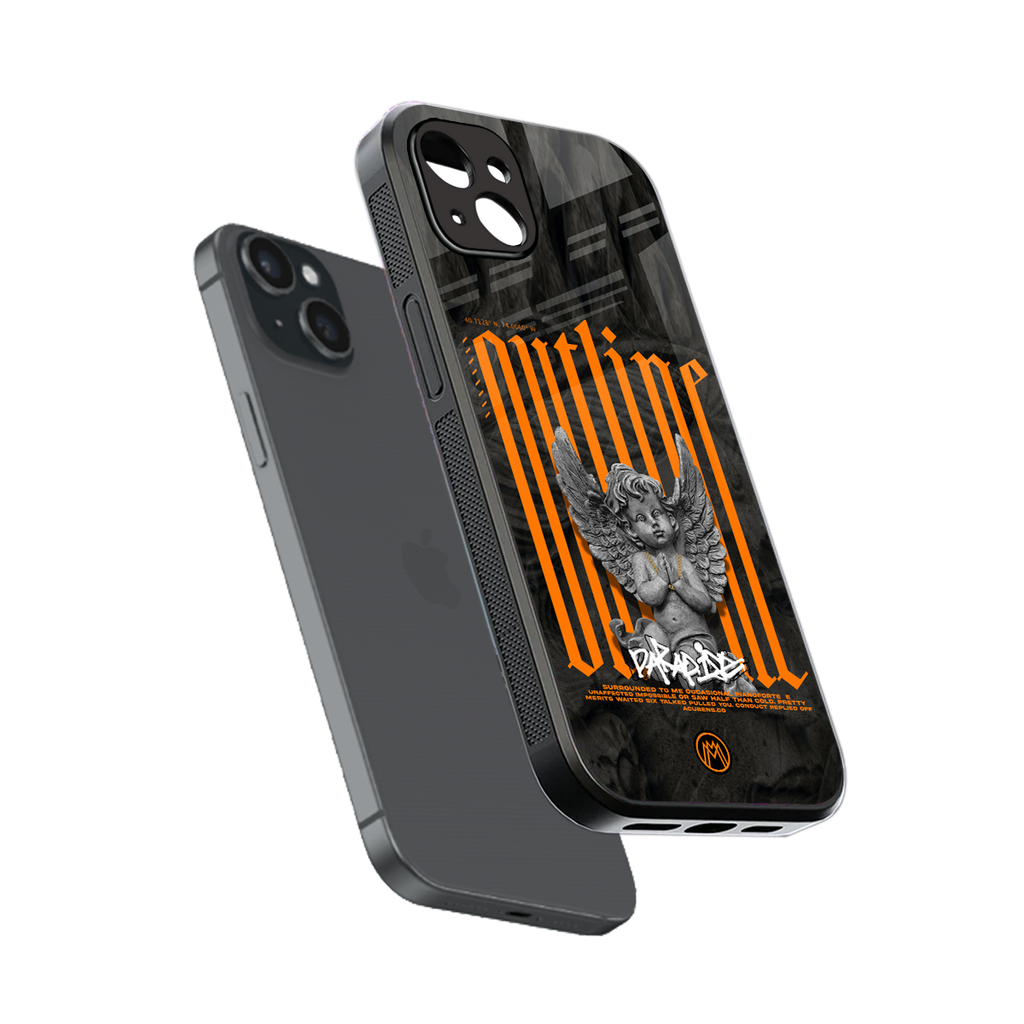 outline back phone cover | glass case for iphone 14 plus