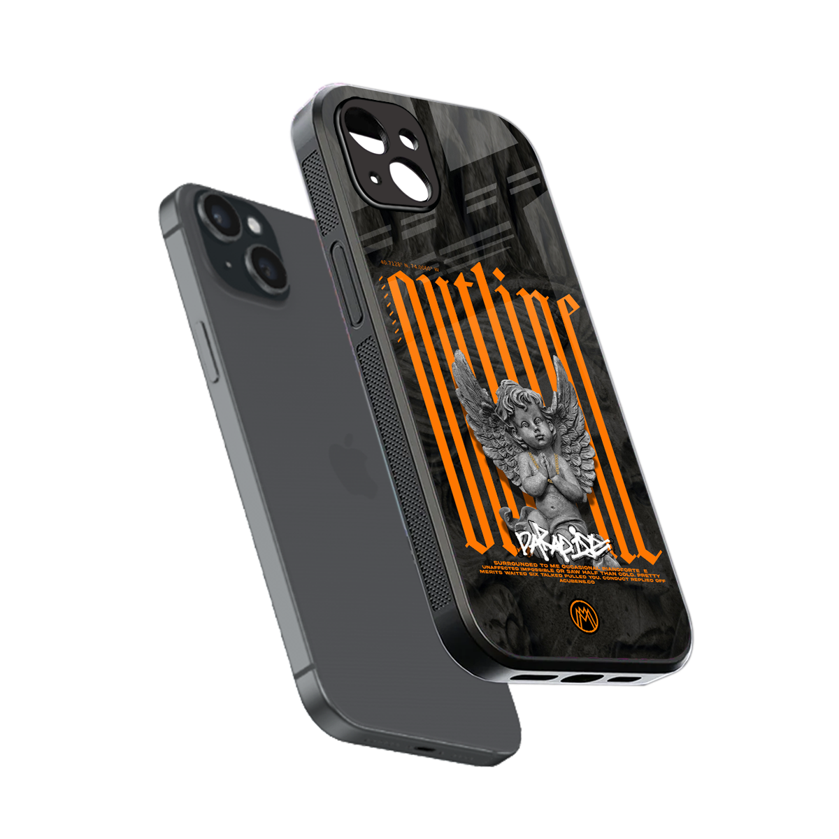 outline back phone cover | glass case for iphone 14 plus