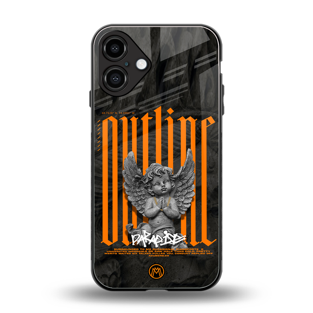 outline back phone cover | glass case for iphone 16 plus