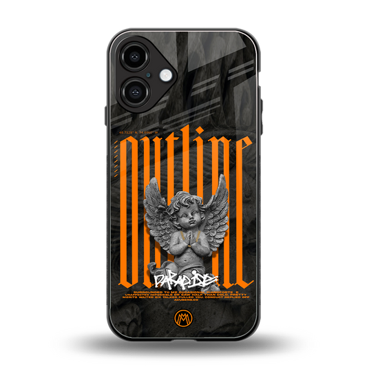 outline back phone cover | glass case for iphone 16 plus