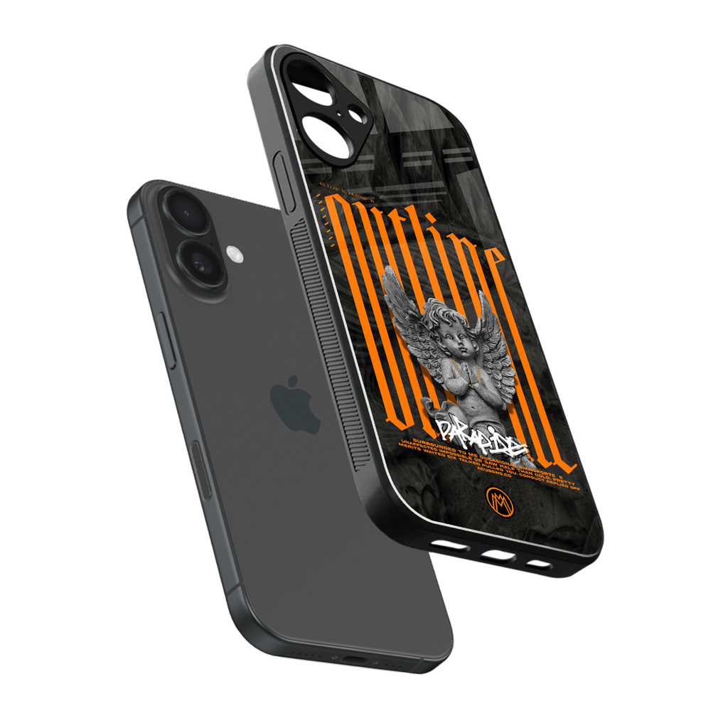 outline back phone cover | glass case for iphone 16 plus