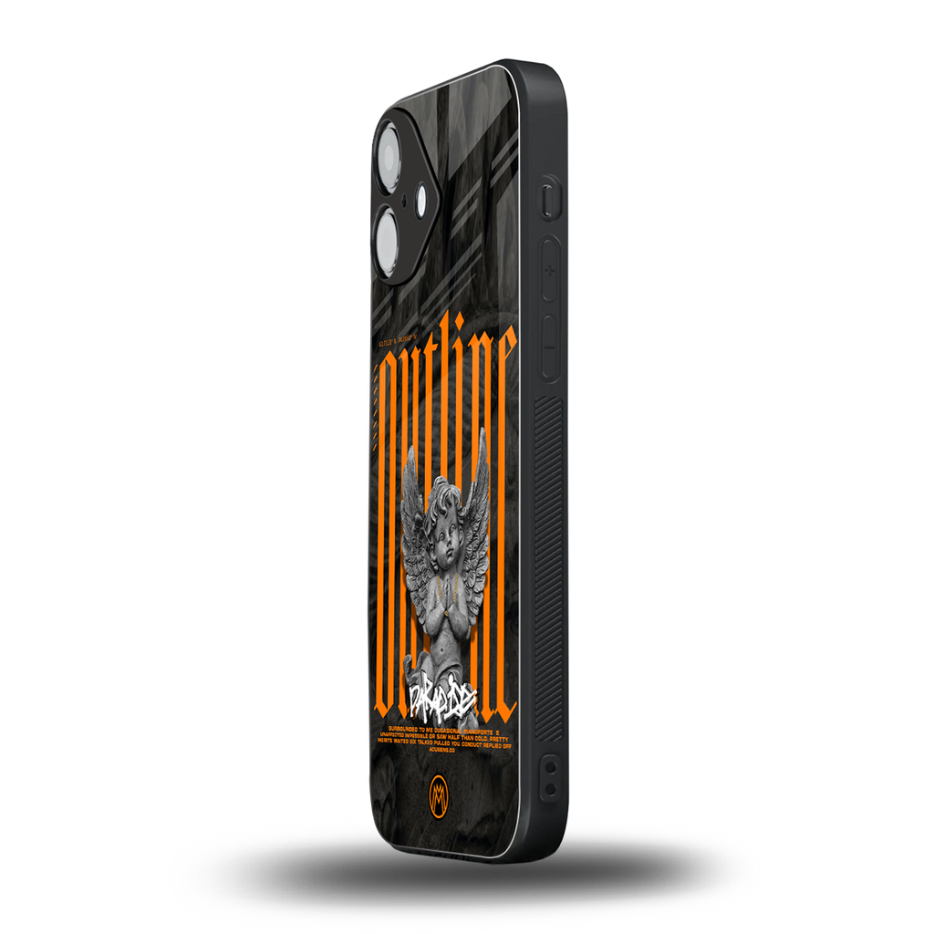 outline back phone cover | glass case for iphone 16 plus