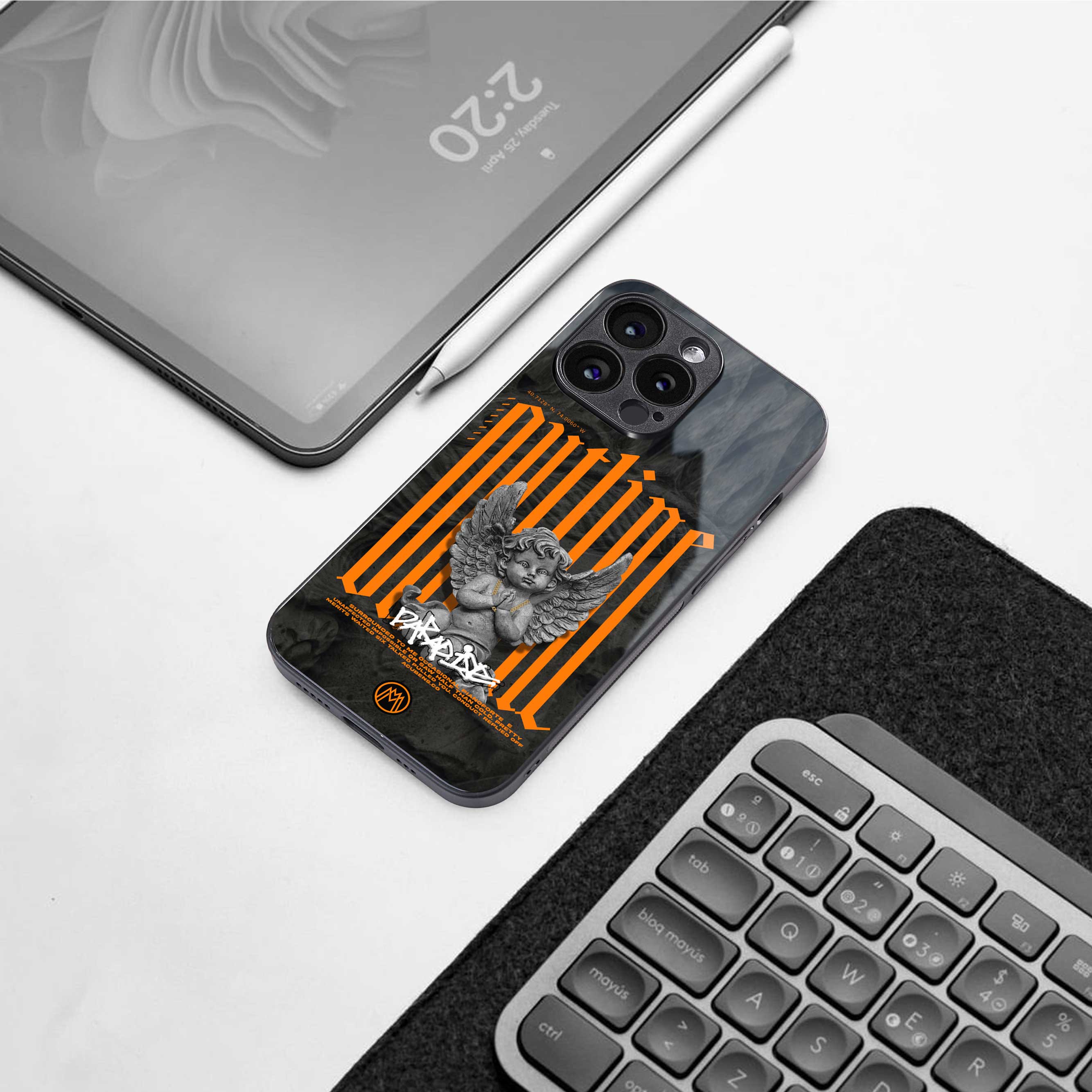 outline back phone cover | glass case for iphone 14 pro max