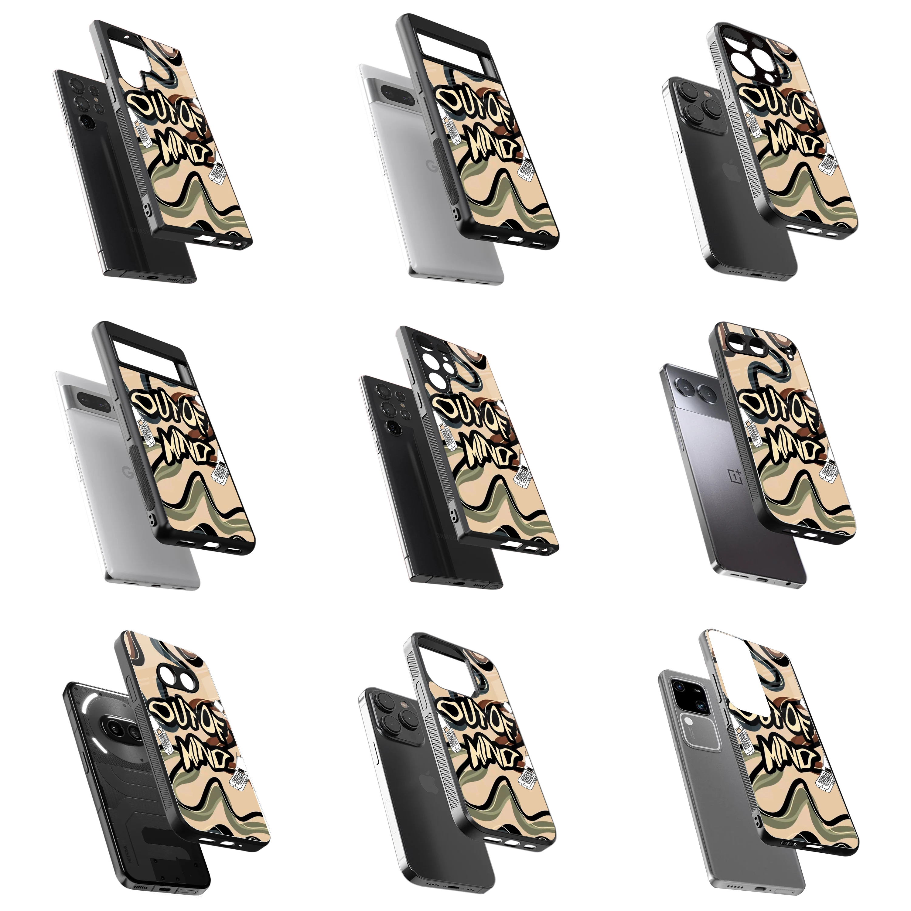 Durable Glass Back Mobile Case for iPhone, Samsung, OnePlus, Google Pixel, Redmi, Vivo, Oppo