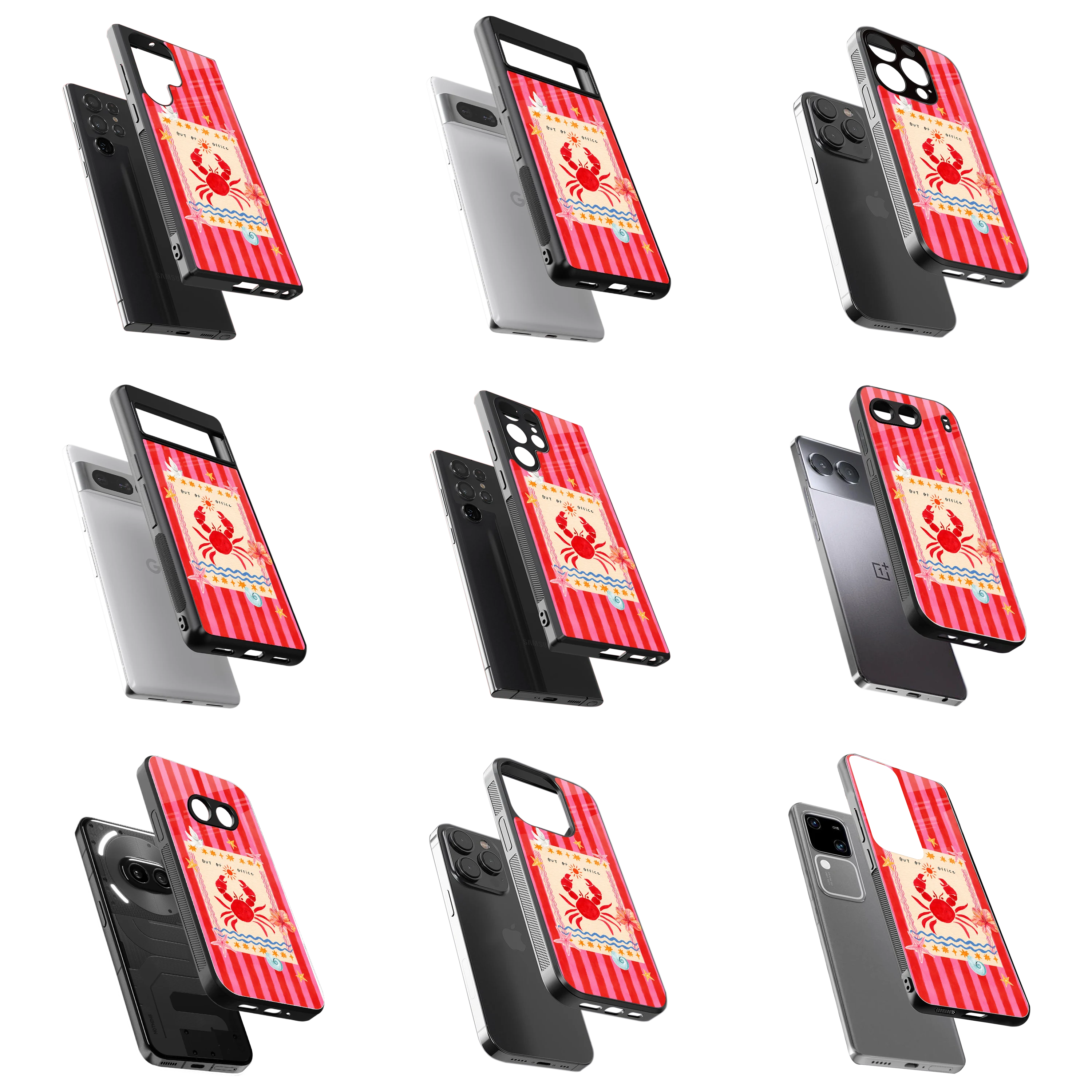 Durable Glass Back Mobile Case for iPhone, Samsung, OnePlus, Google Pixel, Redmi, Vivo, Oppo