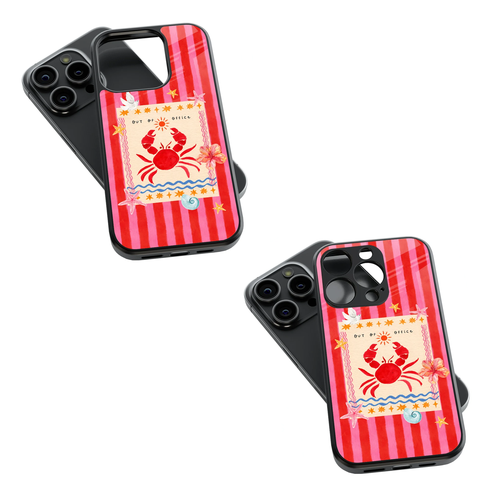 Trendy Glass Back Mobile Case for iPhone, Samsung, Redmi, OnePlus, Google Pixel, Motorola