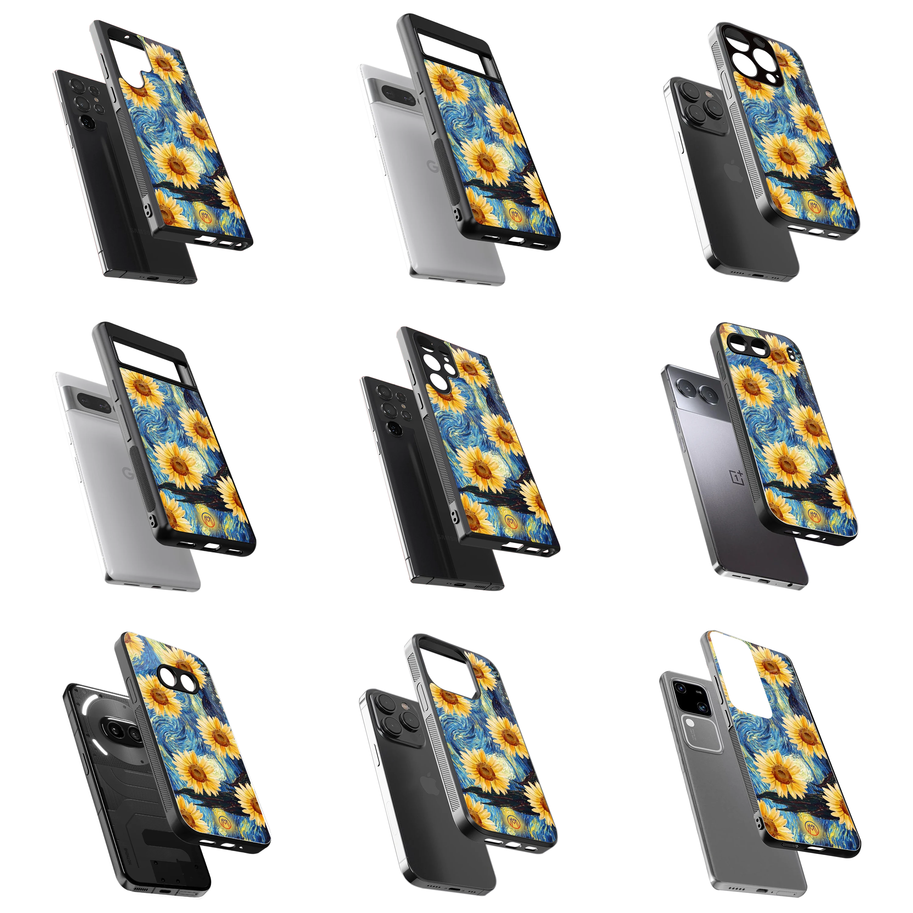Durable Glass Back Mobile Case for iPhone, Samsung, OnePlus, Google Pixel, Redmi, Vivo, Oppo