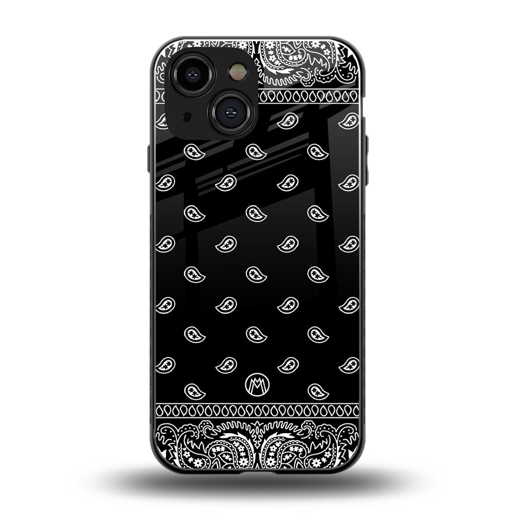 paisley black back phone cover | glass case for iphone 13 mini