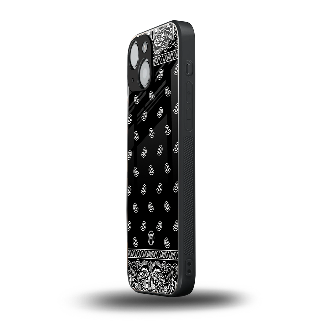 paisley black back phone cover | glass case for iphone 13 mini