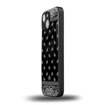 paisley black back phone cover | glass case for iphone 13 mini