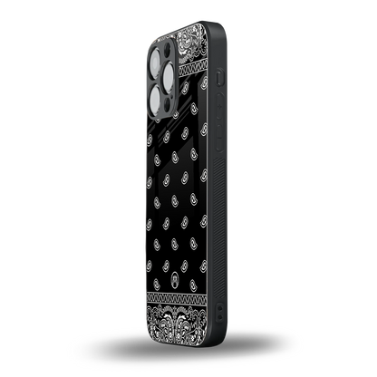 paisley black back phone cover | glass case for iphone 13 pro max