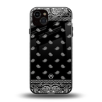 paisley black back phone cover | glass case for iphone 15 plus