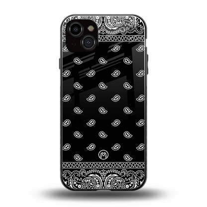 paisley black back phone cover | glass case for iphone 15 plus