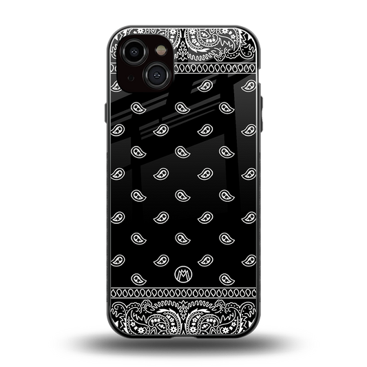 paisley black back phone cover | glass case for iphone 15 plus
