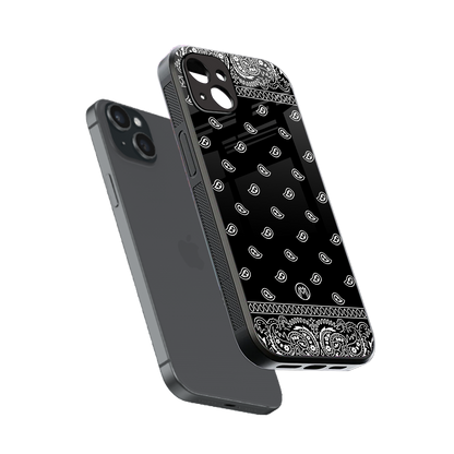 paisley black back phone cover | glass case for iphone 15 plus
