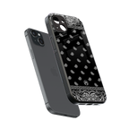 paisley black back phone cover | glass case for iphone 14 plus