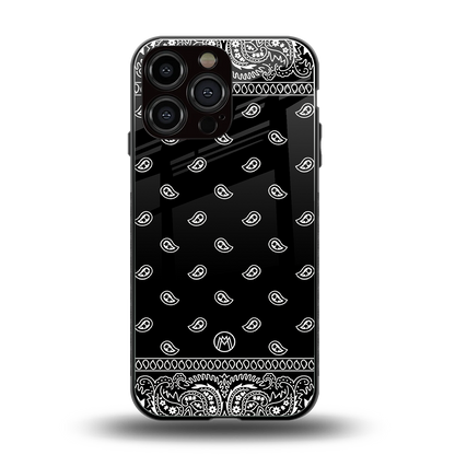 paisley black back phone cover | glass case for iphone 14 pro max