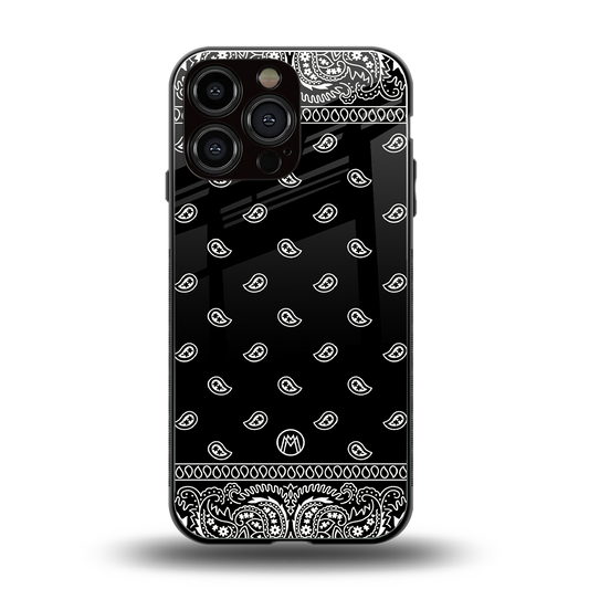 paisley black back phone cover | glass case for iphone 14 pro max