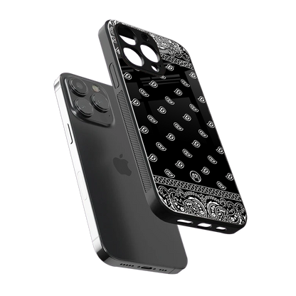 paisley black back phone cover | glass case for iphone 15 pro max
